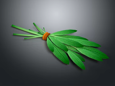 Fresh Green Leafy Plant Bundled With Orange Elastic Band And Vibrant Foliage 3d model