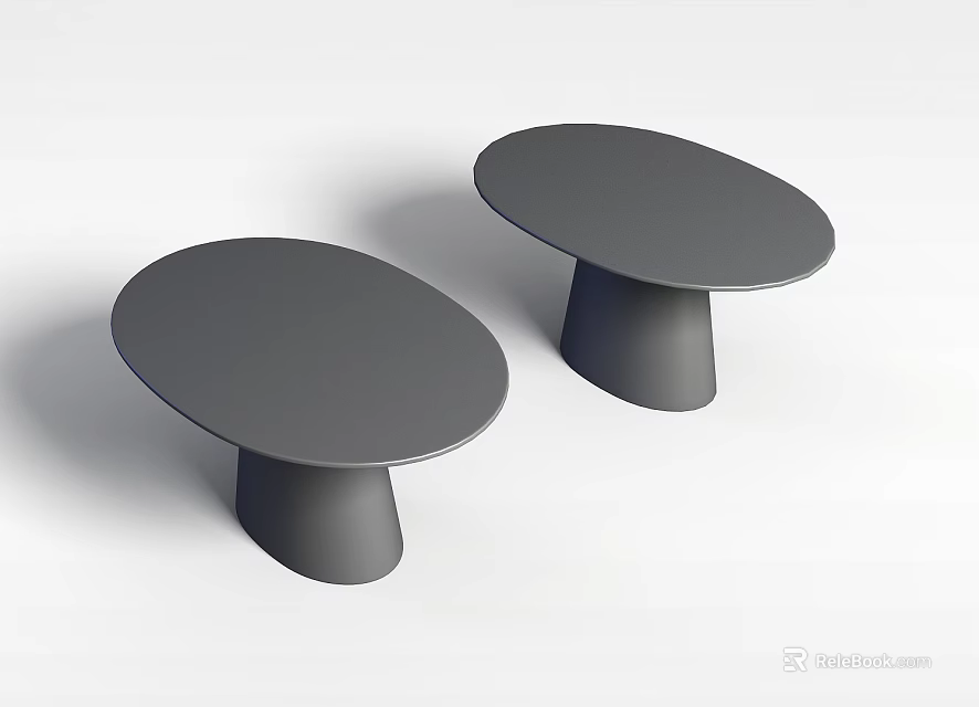 Two Gray Oval Top Lockers With Cylindrical Base On White Background 3d model