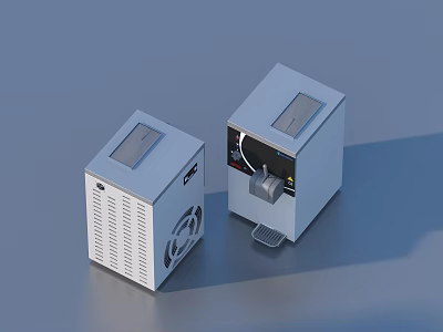 White Square Electrical Devices With Ventilation Grilles And Control Panels 3d model