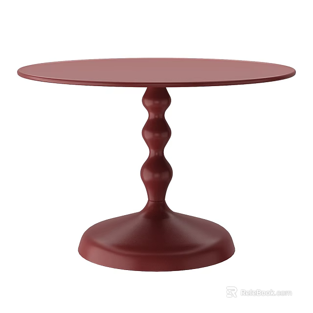 Stylish Red Round Coffee Table With Curved Legs And Circular Base 3d model