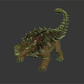 Fierce Spiked Dinosaur With Red Orange Skin Curled Tail And Open Mouth