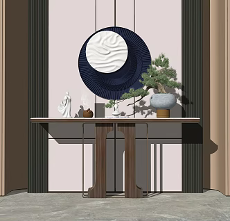 New Chinese Style End View Table Entrance Cabinet End View Table 3d model