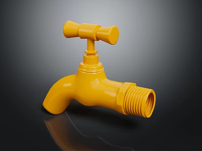 Hardware Tools Yellow Faucet Heavy Duty Design For Plumbing And Home Use 3d model