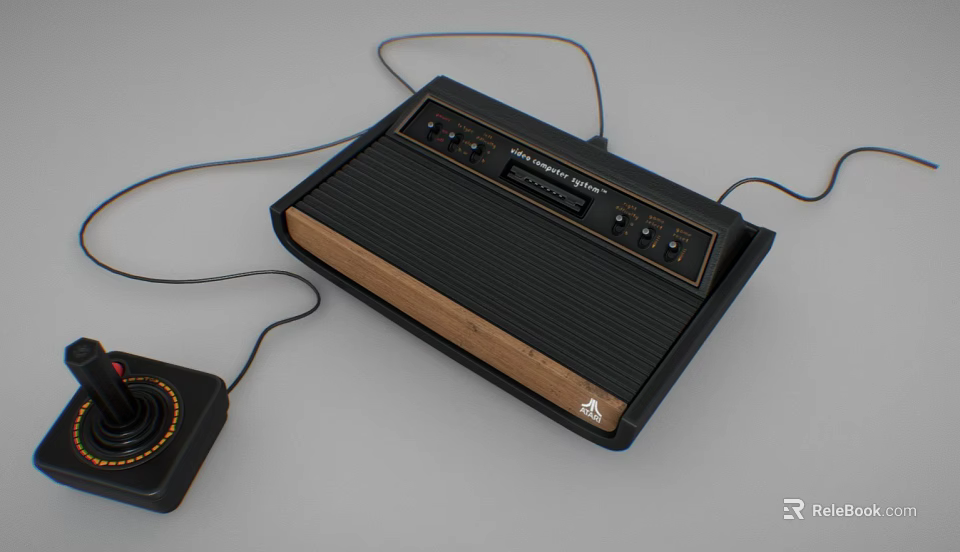 Industrial Equipment Main Unit With Wooden Panel Buttons Knobs Cables And Joystick Controller Red Knob 3d model 