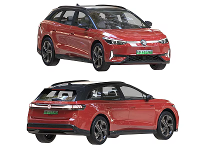 Red Electric SUV With Modern Sleek Design And Aerodynamic Body Features 3d model