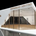 Modern White Sales Office Building With Glass Curtain Walls And Wooden Flooring