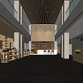 Tobacco and Liquor Store Interior Design With Wooden Ceiling Marble Walls Display Shelves and Counter