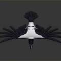 Flying Black And White Bird With Spread Wings Against Grey Background 3d model