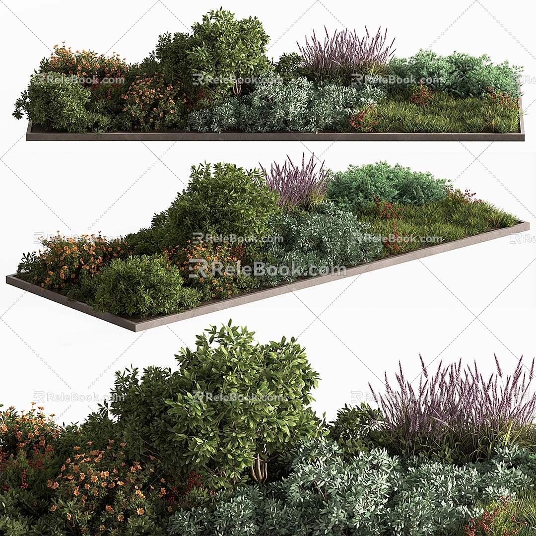 Outdoor Green Plant Shrub Flower Pond 3d model