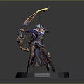 Mythical Archer Character With Creature Inspired Armor Decorative Bow And Intricate Base 3d model