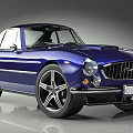 Blue Vintage Sports Car With Sleek Design Black Wheels And Chrome Details