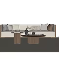 New Chinese Style Song Style Sofa Coffee Table Combination New Chinese Style Sofa Coffee Table Side Table Leisure Chair Sofa Stool Floor Lamp Dried Flower New Chinese Style Ornaments 3d model