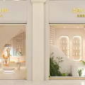 Elegant Modern Mall Store With Arched Design Display Shelves And Plants 3d model