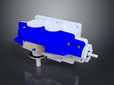 Blue And White Mechanical Component With Plastic Housing And Metal Connectors 3d model