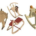 Wooden Building Blocks Set Featuring Rocking Horse Chair And Animal Designs