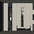Modern Minimalist Entryway Cabinet Side Cabinet With Sleek Design Mirrored Panel LED Lighting And Decorative Vase