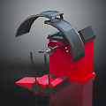 Red And Black Industrial Mechanical Equipment With Arched Component And Pedal Base Stand