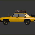 Yellow Car With Luggage On Roof For Travel And Road Trips