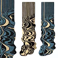 Square Rugs With Modern Wave Patterns In Blue Black Beige Colors For Home Decor