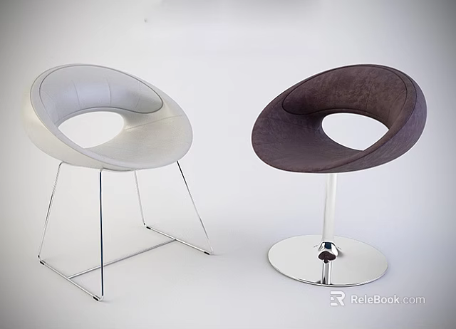 Modern Leisure Chairs Featuring Light Gray Dark Brown Hollow Round Metal Frame And Round Base 3d model 