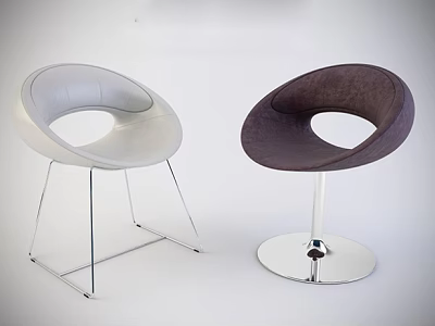 Modern Leisure Chairs Featuring Light Gray Dark Brown Hollow Round Metal Frame And Round Base 3d model