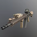 Tactical Military Style Rifle With Scope Rail System Magazine And Grip For Combat Use