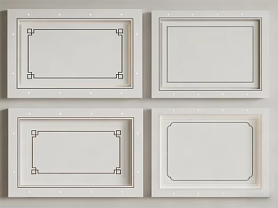 Various Ceiling Panel Designs With Decorative Borders And White Plaster Finish 3d model