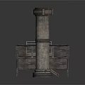 Metal Equipment Including Platform With Railings Ramp With Stairs And Cylindrical Tower Structure