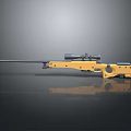 3D Model Sniper Rifle With Yellow Body Black Stock Barrel And Scope