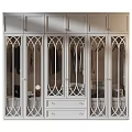 Modern Stylish Wardrobe With Arched Glass Doors And Drawers For Clothing Storage