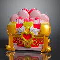 Cute Decorative Storage Box With Pink Cloud Top Golden Frame And Heart Lock