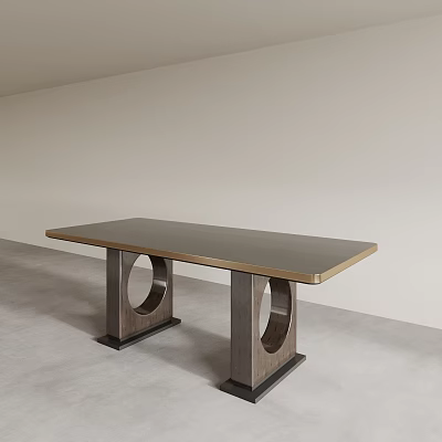 Modern Minimalist Desk With Circular Cutout Legs And Smooth Flat Surface Design 3d model