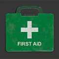 Medical First Aid Kit In Green Case With White Cross And Emergency Supplies