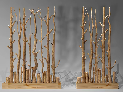 Natural Wooden Branch Design Decorative Partition for Home Interior Decor 3d model