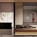 Modern Store Front Desk With Wooden Walls Black Counter And White Text Sign