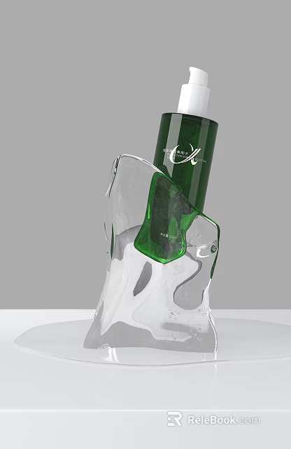 Elegant Green Perfume Bottle With Transparent Artistic Flowing Design For Luxury Cosmetics 3d model 