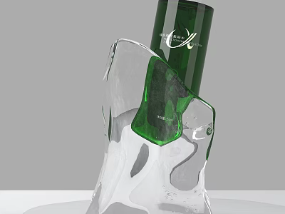 Elegant Green Perfume Bottle With Transparent Artistic Flowing Design For Luxury Cosmetics 3d model