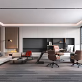 Modern Office Interior Design With Sofa Desk Office Chairs Floor To Ceiling Windows And Blinds