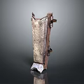 Traditional Ornamental Artifact With Intricate Carved Texture And Wooden Metal Structure