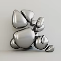 Silver Metallic Abstract Decorative Objects Featuring Shiny Irregular Sculptural Shapes 3d model