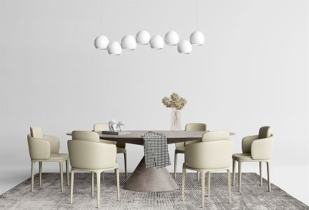 Modern Dining Table and Chair Combination Simple Dining Table and Chair Combination 3d model