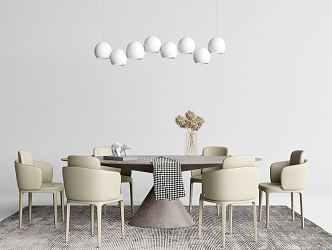 Modern Dining Table and Chair Combination Simple Dining Table and Chair Combination 3d model