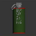 Green And Red Cylindrical Hand Grenade With Metal Pin And Top Military Weapon
