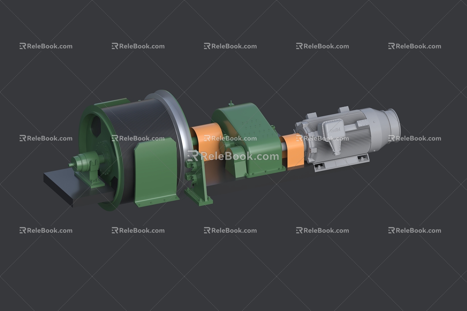 Mine winch hoist motor pulley elevator 3d model