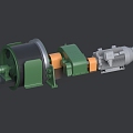 Mine winch hoist motor pulley elevator 3d model