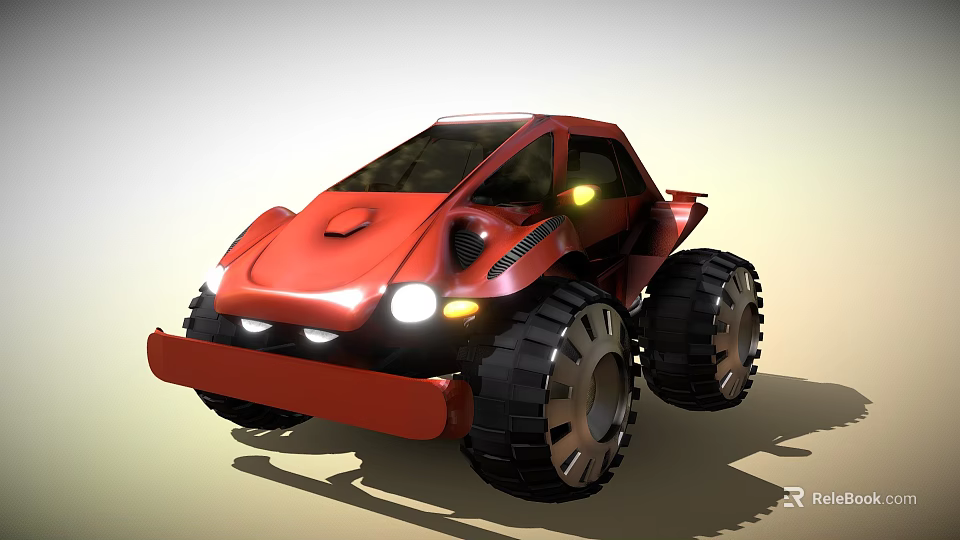 Red Off Road Concept Car With Large Tires And Modern Design Features 3d model 