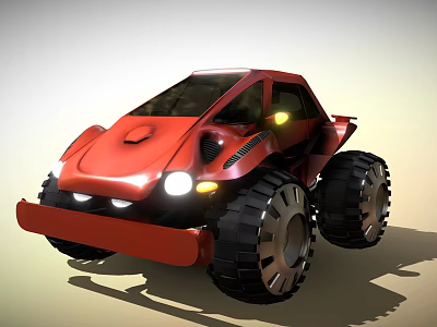 Red Off Road Concept Car With Large Tires And Modern Design Features 3d model