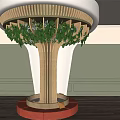Modern Decorative Pillar Design With Wooden Frame Hanging Green Plants And Round Base