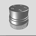 Silver Cylindrical Metal Component Featuring Top Holes And Bottom Gear Design
