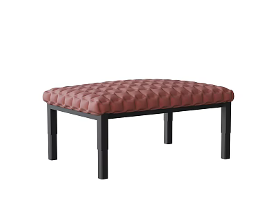 Pink Diamond Tufted Sofa Bench With Upholstered Surface And Black Legs 3d model
